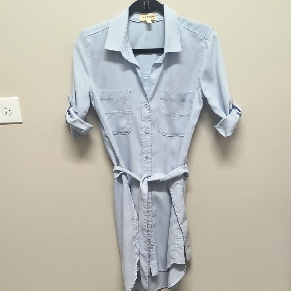 cloth & stone Light Blue Shirt-Tie Dress